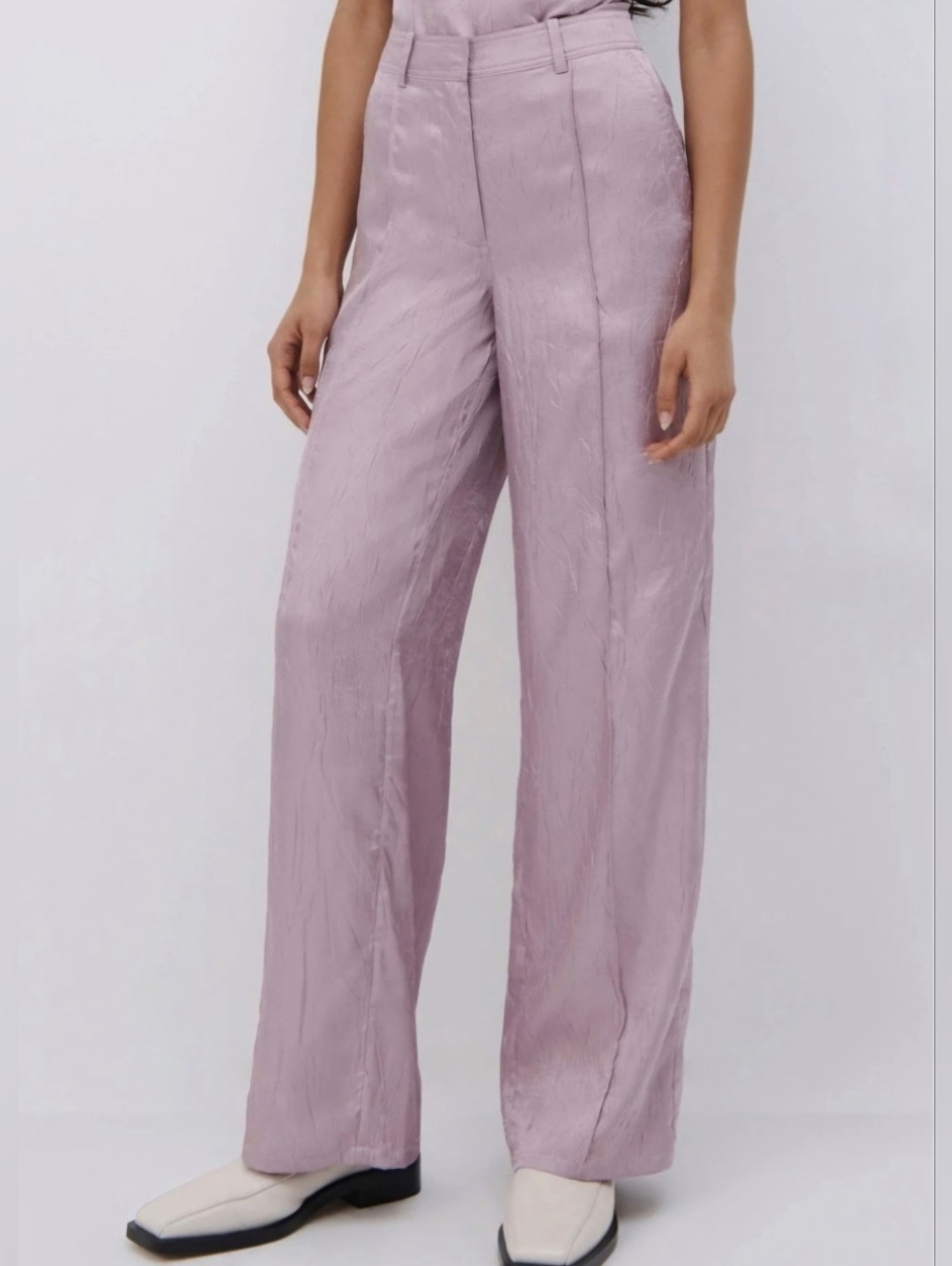 Nwt Jonathan Simkhai Wide-Leg Satin Pants In Light Lavender, Size Medium